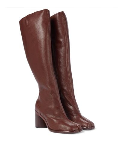 Maison Margiela Tabi Leather Knee-high Boots - Brown