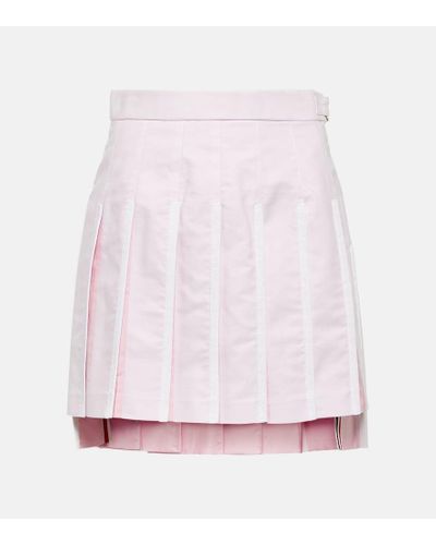 Thom Browne 4-bar Pleated Cotton Miniskirt - Pink