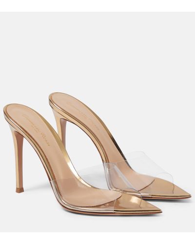 Gianvito Rossi Elle 105 Pvc And Patent Leather Mules - Natural