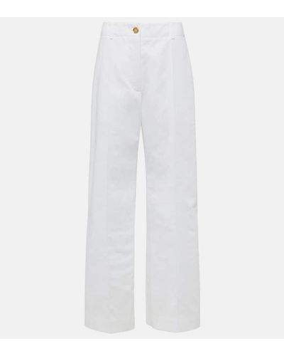 Patou Pantalones anchos de algodon de tiro alto - Blanco