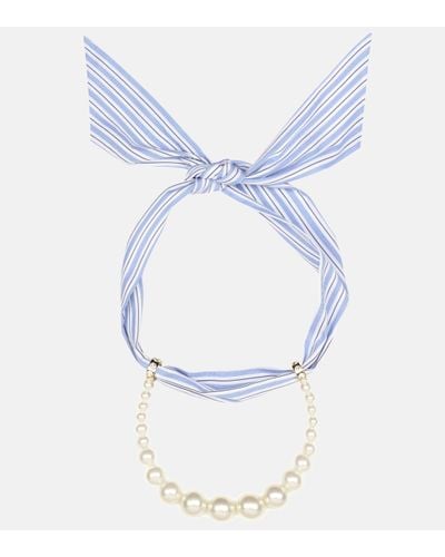 Miu Miu Faux-pearl Scarf Necklace - Blue
