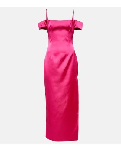 Rasario Off-shoulder Satin Gown - Pink