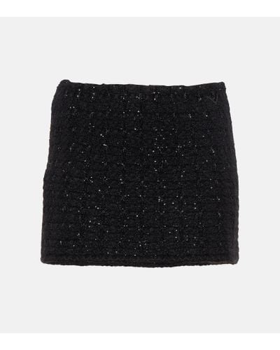 Valentino Minifalda de tweed metalico - Negro