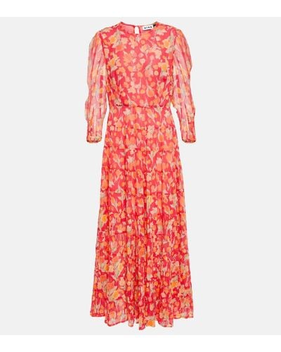 RIXO London Olimani Floral-Print Chiffon Midi Dress - Red