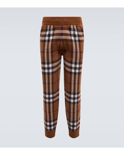 Burberry Checked Cashmere Trousers - Brown