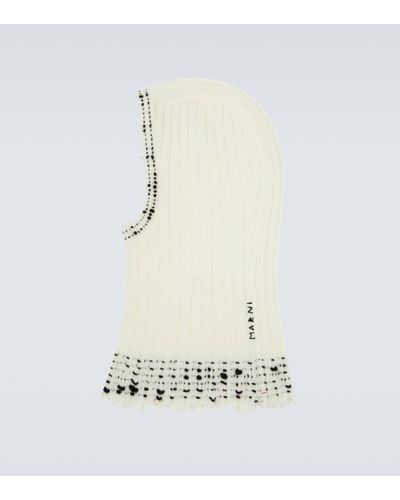 Marni Ribbed Knit Wool Ski Mask - White