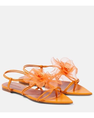 Nensi Dojaka Applique Leather Thong Sandals - Orange