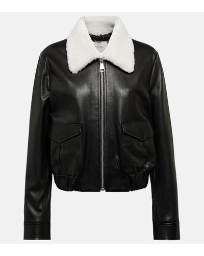 Dorothee Schumacher Shearling-Trimmed Leather Jacket - Black