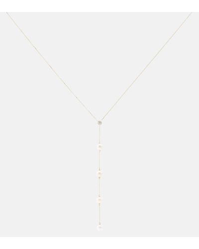 Mateo 14kt Gold Necklace With Diamonds And Pearls - White