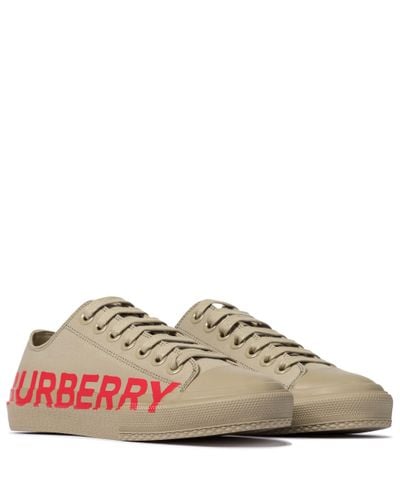 Burberry Logo Cotton Gabardine Sneakers - Multicolor