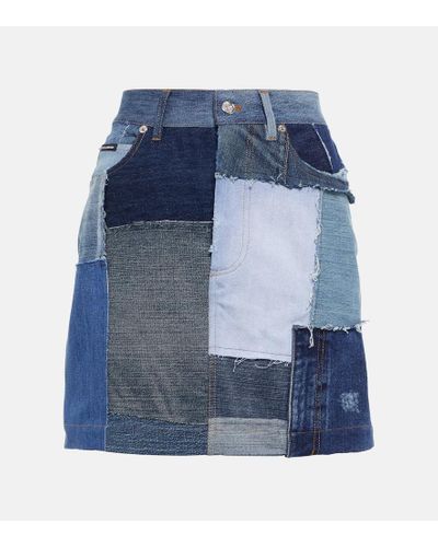 Dolce & Gabbana Minifalda denim con patchwork - Azul