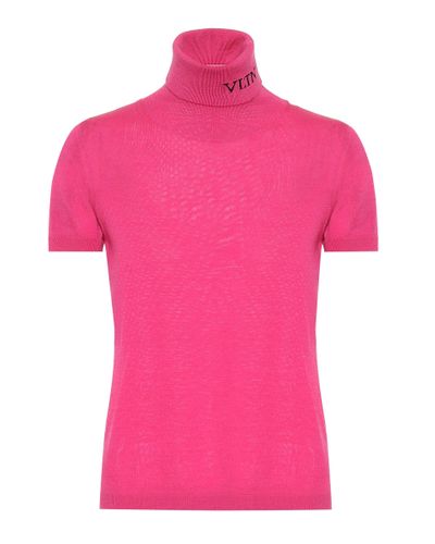 Valentino Vltn Virgin Wool Turtleneck Sweater - Pink