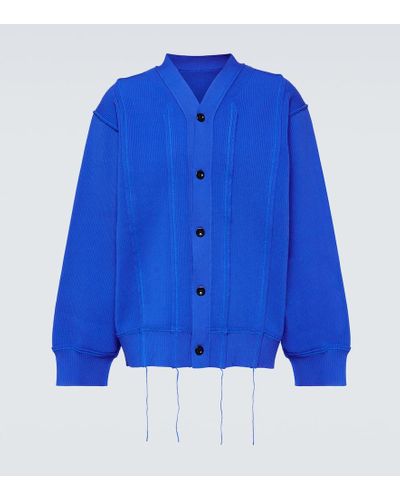 Sacai Cardigan de efecto deshilachado - Azul