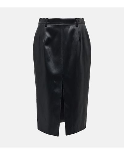 Saint Laurent Coated Cotton-blend Pencil Skirt - Black