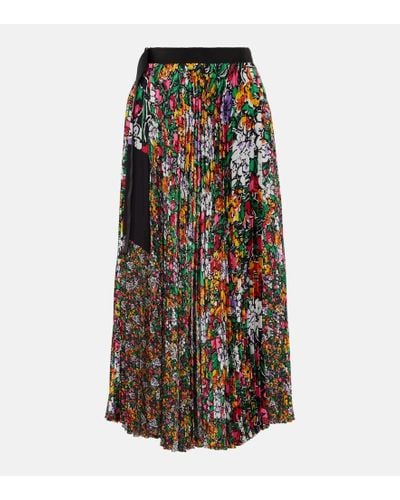 Sacai High-rise Floral Midi Skirt - Multicolor