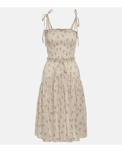 Polo Ralph Lauren Floral Cotton Midi Dress - Natural