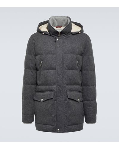 Brunello Cucinelli Wool Puffer Jacket - Grey