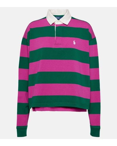 Polo Ralph Lauren Striped Cotton Jersey Polo Shirt - Pink