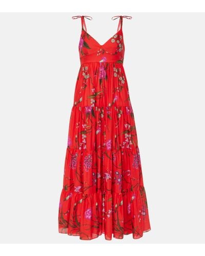 Erdem Floral Cotton-blend Maxi Dress - Red