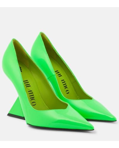 The Attico Cheope Patent Leather Wedge Court Shoes - Green