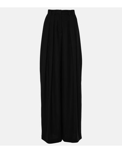 Monot Pleated Crepe Wide-leg Trousers - Black