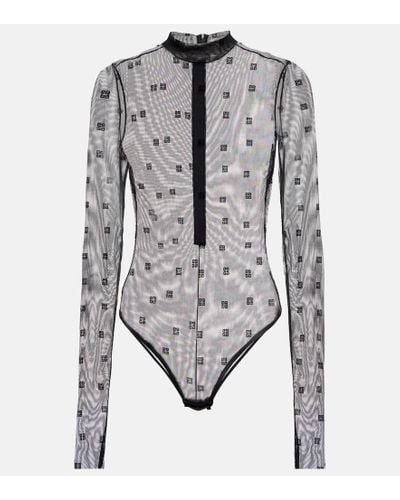 Givenchy Body 4G in maglia di tulle jacquard - Grigio