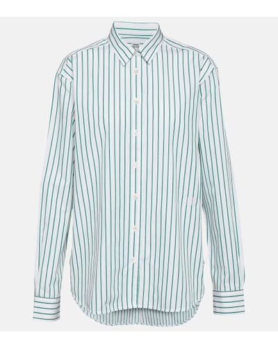 Totême Signature Striped Cotton Poplin Shirt - Blue