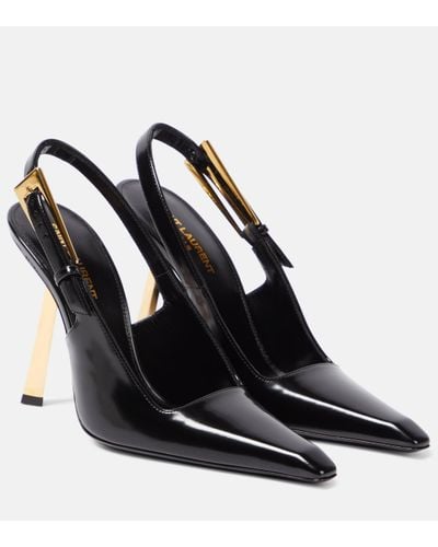 Saint Laurent Lee Slingback Court Shoes 110 - Black
