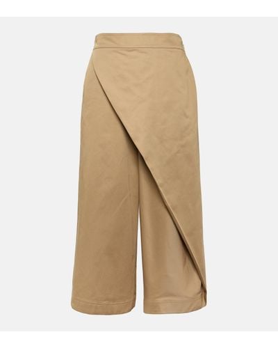 Loewe Wrapped Cropped Wide-leg Trousers - Natural