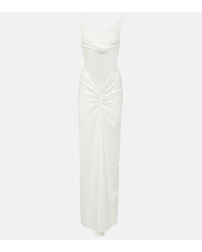 Christopher Esber Fusion Ruched Jersey Maxi Dress - White