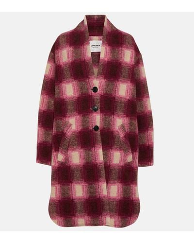 Isabel Marant Gabriel Checked Wool-blend Coat - Red