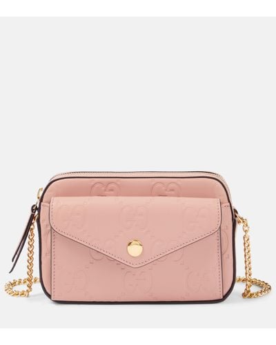 Gucci Super Mini GG Leather Crossbody Bag - Pink