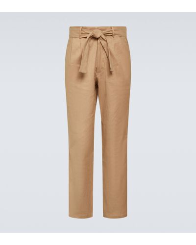Commas High-rise Linen And Cotton Straight Trousers - Natural
