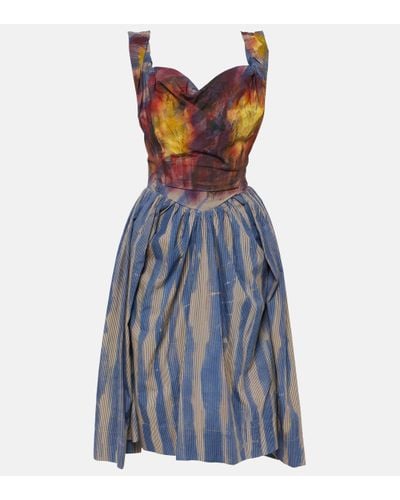 Vivienne Westwood Sunday Striped Cotton Corset Dress - Blue