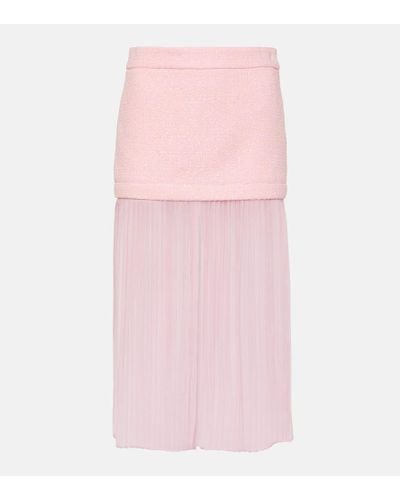Gucci Sequined Silk Tweed Midi Skirt - Pink