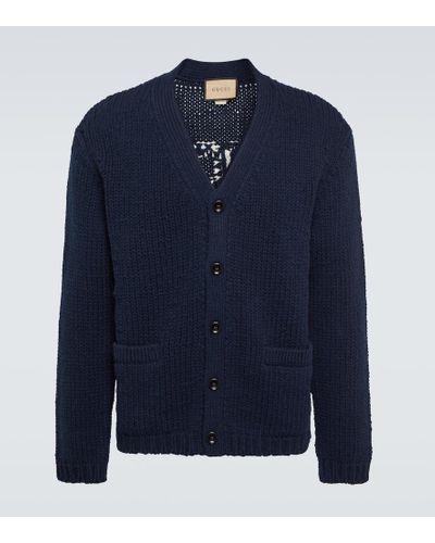 Gucci Cardigan de lana en intarsia - Azul