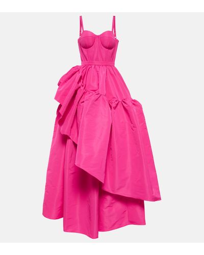 Alexander McQueen Asymmetric Faille Corset Gown - Pink