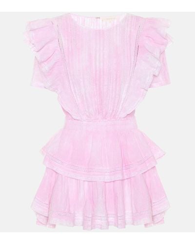 LoveShackFancy Vestido corto Natasha de algodon - Rosa