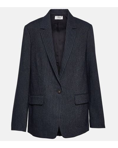 Vince Pinstripe Flannel Blazer - Blue