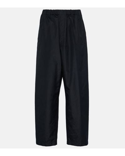 Lemaire High-rise Tapered Silk Trousers - Blue
