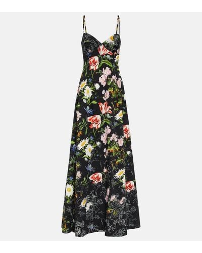 Oscar de la Renta Sleeveless Floral Print Gown - Multicolor