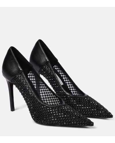 Stella McCartney Iconic Embellished Mesh And Faux Leather Pumps - Black
