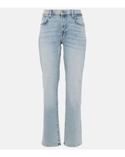 7 For All Mankind Mid-Rise Straight Jeans Ellie - Blau
