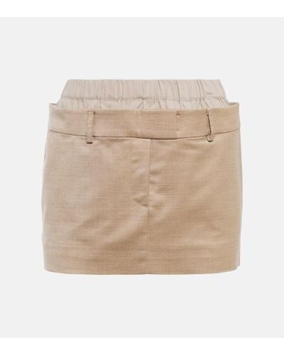 AYA MUSE Layered Wool-blend Miniskirt - Natural