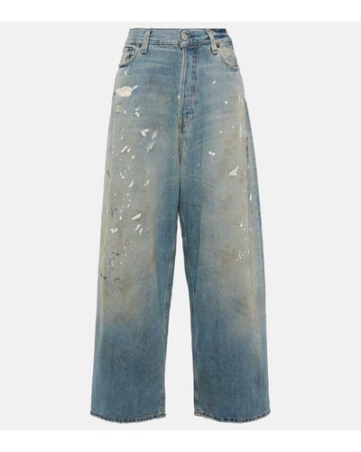 Acne Studios 2023f Distressed Mid-rise Wide-leg Jeans - Blue
