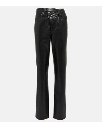 Agolde Criss-cross High-rise Faux Leather Trousers - Black