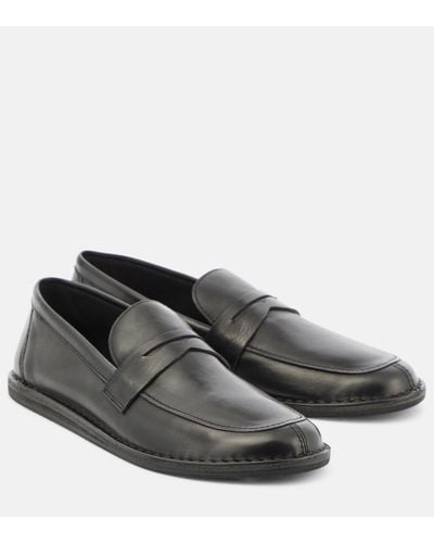 The Row Cary Leather Loafers - Grey