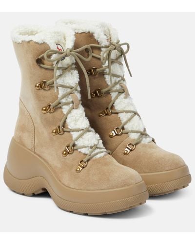 Moncler Resile Trek Suede Ankle Boots - Natural