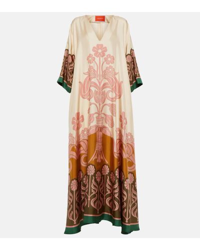 La DoubleJ Muumuu Floral Silk Maxi Dress - Multicolor