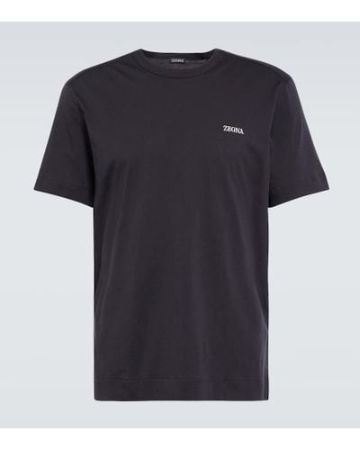 ZEGNA Logo Cotton T-shirt - Blue